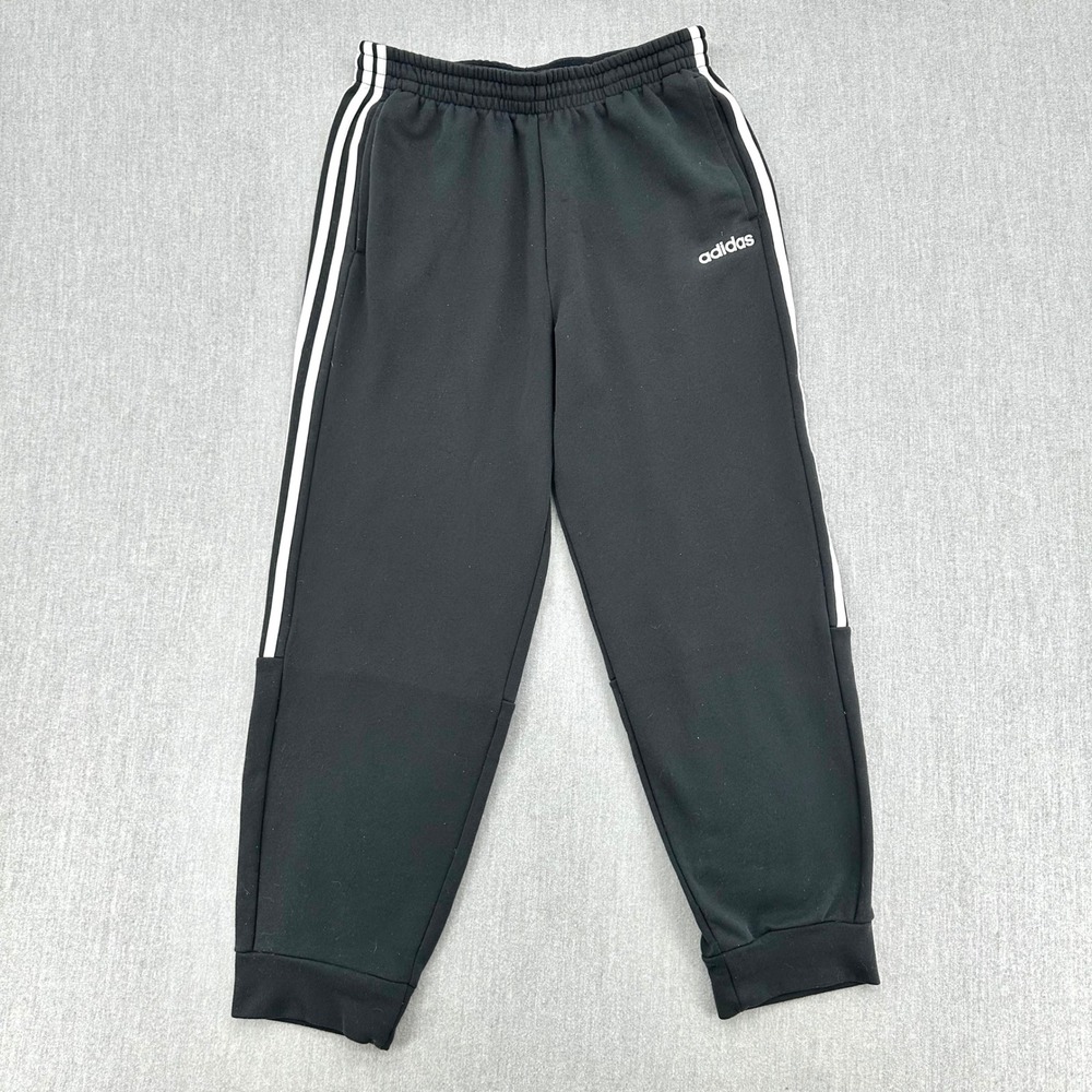 Adidas Jogger‎ Sweatpants Men's Large Climalite Black 3 Stripe Tapered Pants